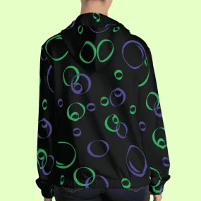 Women’s Blue And Green Bubbles Full Zip Hoodie